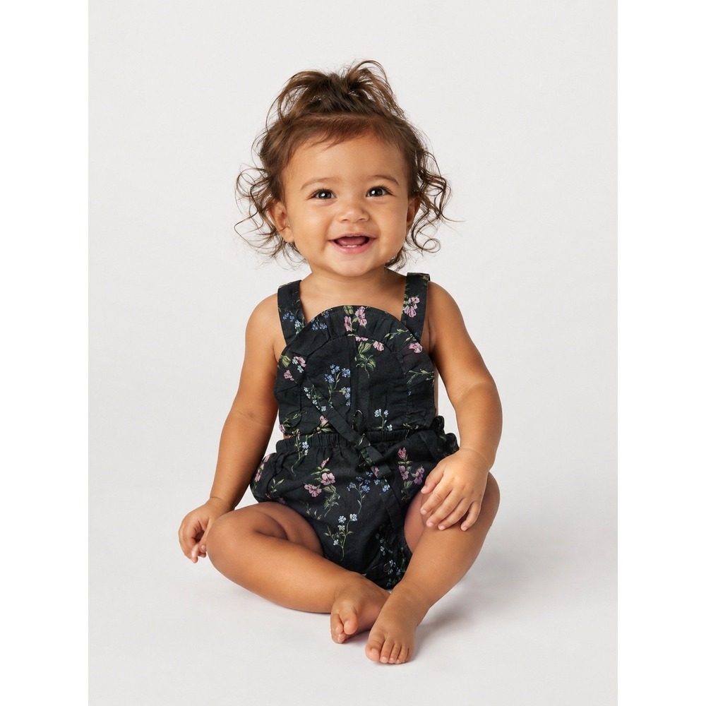 Lil Lemons by For Love and Lemons Baby Girls Floral Romper Black 3-6 M
